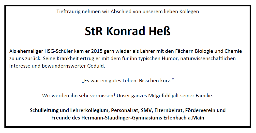 Traueranzeige KonradHeß